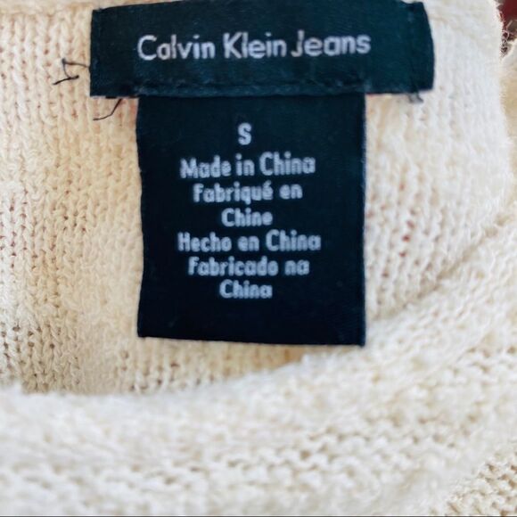 Calvin Klein blue and cream stripe open chiffon back sweater size Small - Picture 5 of 6